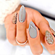 24pcs Detachable Almond French False Nails DIY Glitter Design Press on Nails Fake Nials DIY Manicure Nail Tips - Luxe Ladies Moda