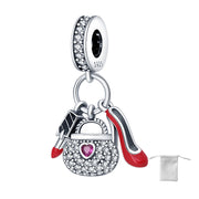 925 Sterling Silver Lipstick For High-heel Handbag Beads Fit Pandora Original Bracelet Charms Beads Women's Jewelry Gift - Luxe Ladies Moda