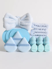15Pcs Multi-Colored Fluffy Headband and Makeup Sponge Set-Sweet Style, Perfect Beauty Assistant - Luxe Ladies Moda