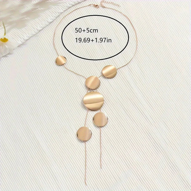 Vintage Gold Color Simple Europe and America Exaggerated Irregular Round Tassel Necklace Women's Party Jewelry Gift Accessories
