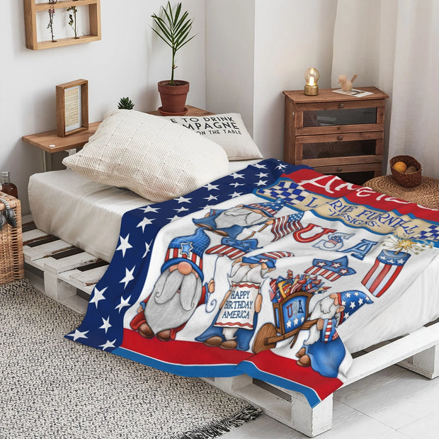 1pc American Independence Day Flag Blanket, Lightweight Plush Comfort Super Soft Flannel for Travel Home Decor