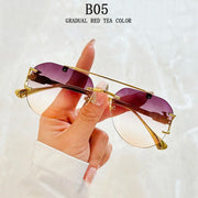 Rimless Sunglasses Women Trendy Luxe Fashion Sunglasses Vintage Glasses - Luxe Ladies Moda