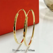 New Fashion18K Gold Plated Hoop Earrings For Women 925 Sterling Silver 2.0mm Fashion Earring 3/4/5/6CM - Luxe Ladies Moda
