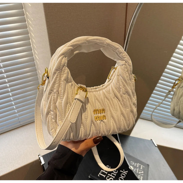Chic Solid Color Crossbody Bag – Textured Leather Handbag with Adjustable Strap
