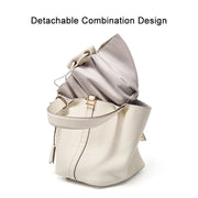 Ladies Handbag Female Bucket Bag Basket Shoulder Bag Travel Bag Large Soft Cowhide Leather Tote with Lock Design