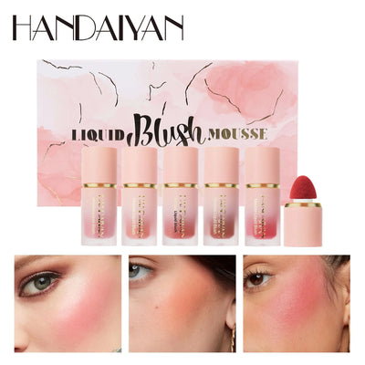 Liquid Blush Set with Sponge Tip Easy to Wear High Pigment Long Lasting Makeup Blusher For Cheek And Lip Gift Box Kit - Luxe Ladies Moda