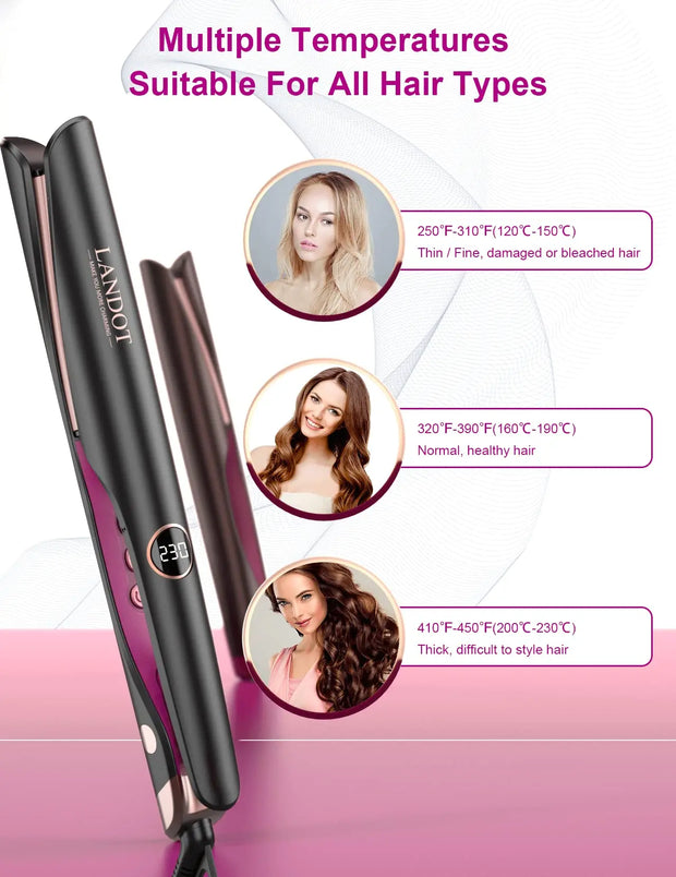 Straightening Curling Iron Combo for Curl Wave Straighten Women Hair - 1 Inch Dual Voltage - Luxe Ladies Moda