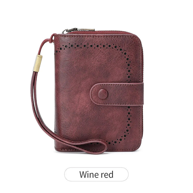 Anti-Theft Brush Bag for Ladies, Oil Wax Leather, Short Purse, European and American Retro, Multi-Function, organ Card Bag - Luxe Ladies Moda