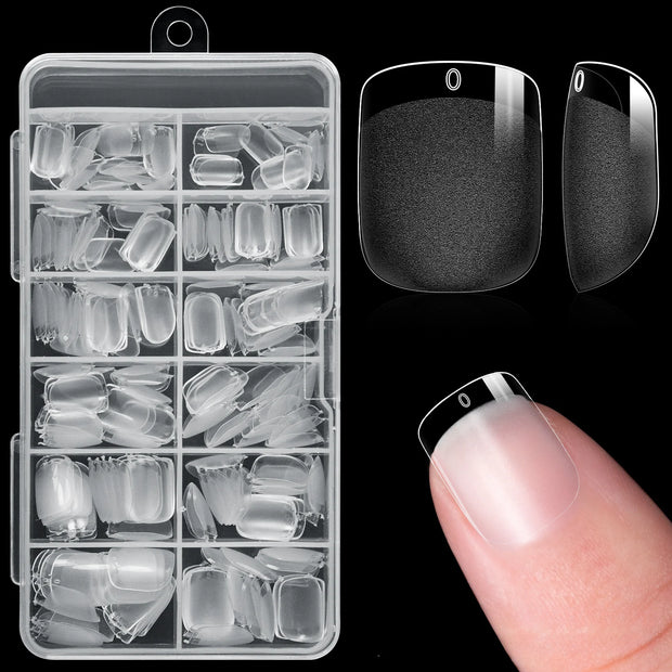 240pcs Half Cover Almond Pre-filed Nail Tips Half Matte XS Press on Fake Nail Extension for Small Tiny Nail Bed 12 Sizes in Box - Luxe Ladies Moda