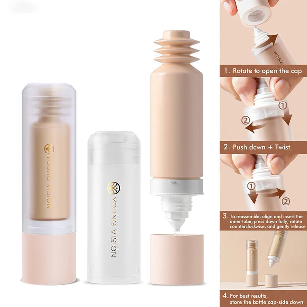 Bottom Press Liquid Foundation High Coverage Makeup Base Matte Oil Control Lasting Waterproof Concealer Korean Makeup BB Cream - Luxe Ladies Moda