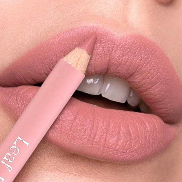 "Waterproof Matte Lip Liner | 12-Color Wooden Lip Contour Pencil" - Luxe Ladies Moda