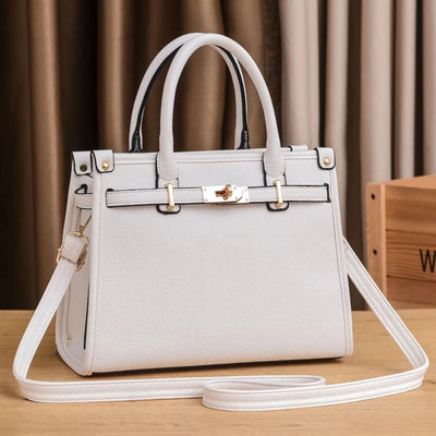 Solid Color Lychee Pattern Shaped Large Capacity Single Shoulder Diagonal Cross Western Style Versatile Women's Bag - Luxe Ladies Moda