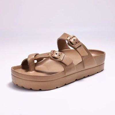 Platform Sandals Comfortable Foam Slides Thick Soles Outdoor Adjustable Buckle Beach Sandals with Arch Support