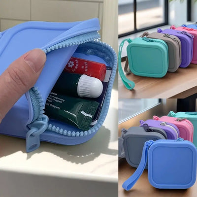 Silicone Organizer Wallet Coin Purse Simple Waterproof Zipper Cosmetic Bag Earphone Bag Students - Luxe Ladies Moda