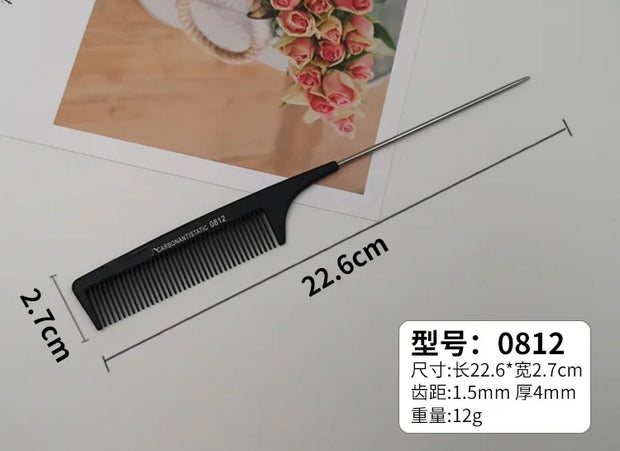 Professional Hair Tail Combs Stainless Steel Salon Cut Styling Comb Spiked Hair Care Styling Tools Barber Accessories Fine Teeth - Luxe Ladies Moda