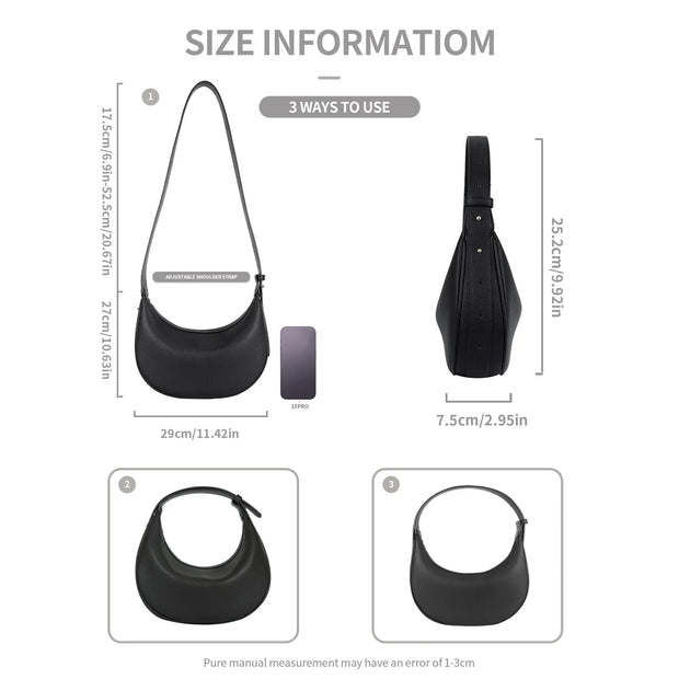 Women's dumpling bag, crossbody bag, shoulder bag, PU leather handbag, moon bag