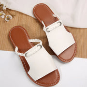 Women's Shoes Square Head Cross Flat Summer Sandals Simple Flip-flops Women Wear Slippers Beach Slippers - Luxe Ladies Moda