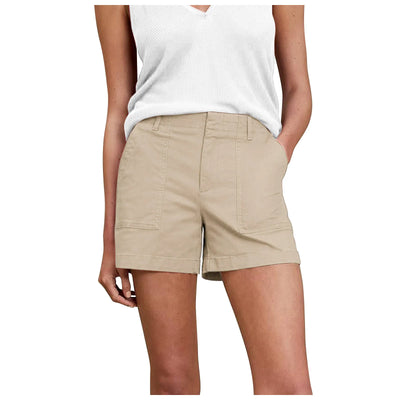 Solid Color Retro Stretch Twill Short Side Pockets Soft Feel Flattering Fit Pants Versatile Elastic Waist Fashion Summer Women - Luxe Ladies Moda