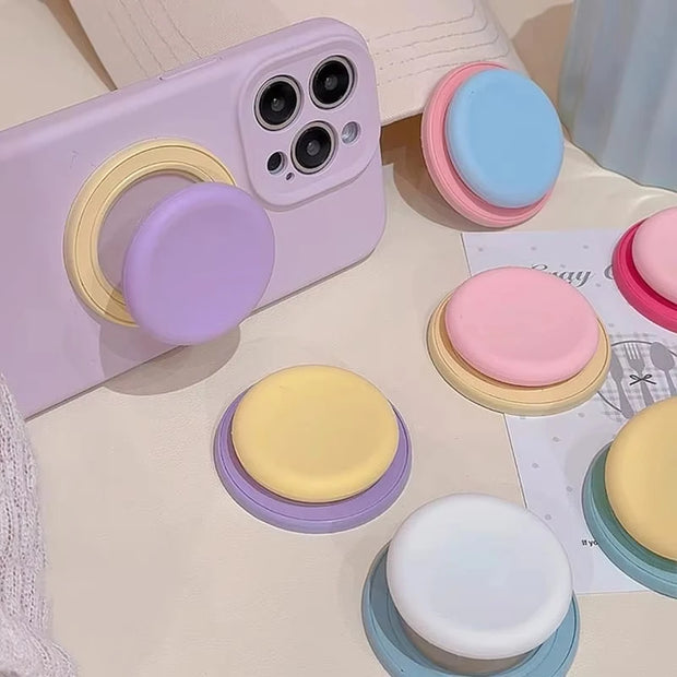 Cute Macaron Silicone Round Magnetic Holder Grip Tok Griptok Phone Stand Holder Support For iPhone 15 For Pad Magsafe Smart Tok - Luxe Ladies Moda