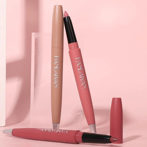 Handaiyan 6 Colors Matte Waterproof Velvet Nude Lipstick Pencil Lip Liner Sexy Red Pink Pigments Makeup Long Lasting