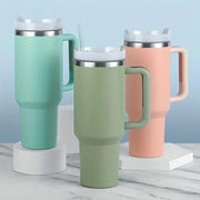 40oz 304 Straw For Sport Stainless Steel Insulated Water Bottle Thermal Coffee Car Cup Cold Hot Mugs Vacuum Flask With Handle - Luxe Ladies Moda