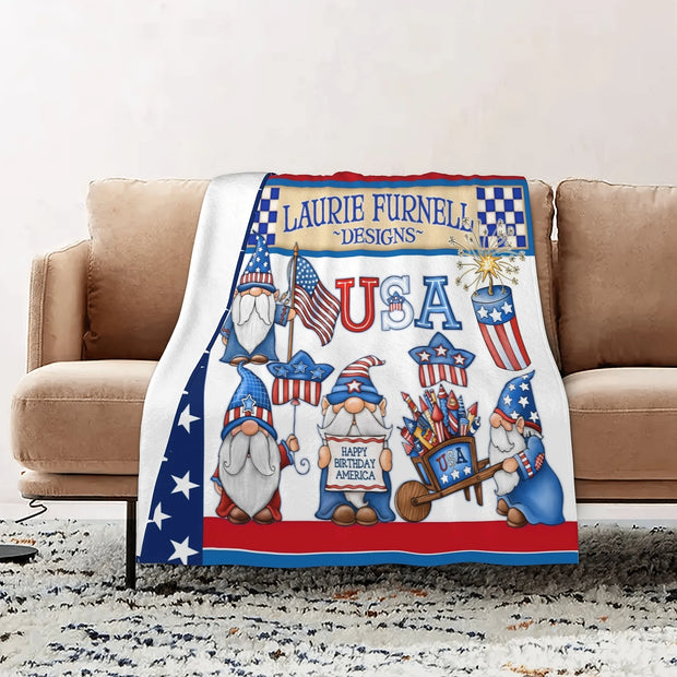 1pc American Independence Day Flag Blanket, Lightweight Plush Comfort Super Soft Flannel for Travel Home Decor