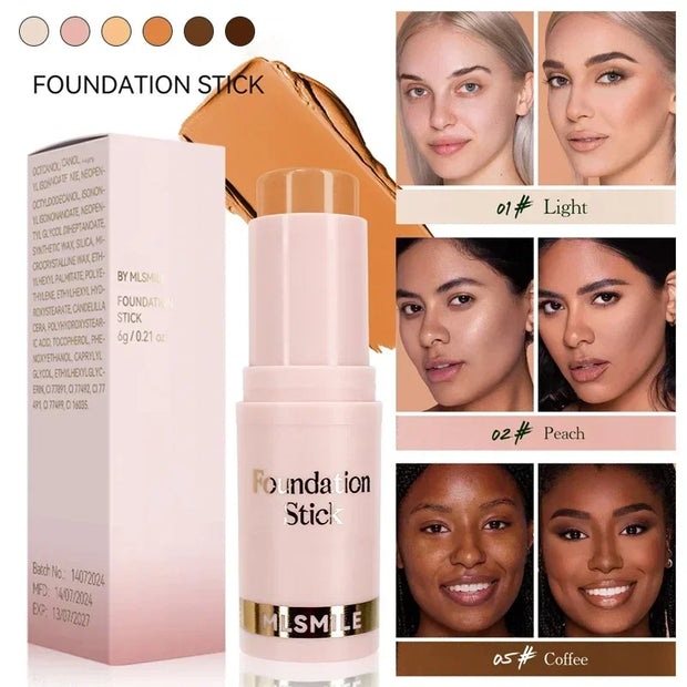 Facial Stick Foundation Full Coverage Dark Skin Foundation Makeup Lasting Oil-control Concealer Base Cream Matte Natural Primer - Luxe Ladies Moda