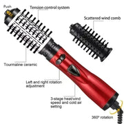 3 in 1 Rotating Hair Dryer Electric Comb Hair Straightener Brush Dryer Brush Hot Air Comb Negative Ion Hair Styler Comb - Luxe Ladies Moda