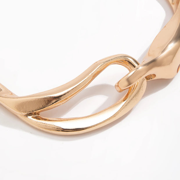 Exaggerated Thick Heavy Metal Buckle Collar Choker Necklace for Women Punk Gold Color Chunky Short Necklace Party