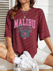 Malibu Beach Letter Print Print Womens T-Shirts Street Casual Tshirt Summer Brand Tee Clothing Hip Hop Breathable Tshirts Women - Luxe Ladies Moda
