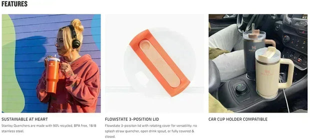 Stanley 30oz 40oz Insulated Tumbler With Lid and Straws Stainless Steel Coffee Tumbler with Handle Vacuum Leak Proof Coffee Cup - Luxe Ladies Moda