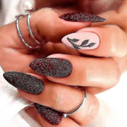 24pcs Detachable Almond French False Nails DIY Glitter Design Press on Nails Fake Nials DIY Manicure Nail Tips - Luxe Ladies Moda
