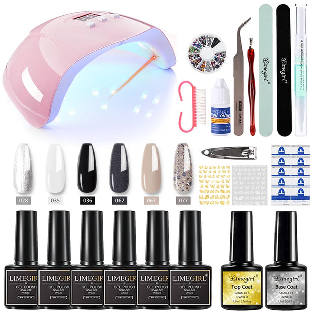 Nail Set Nail Gel Tools Kit 54W Nail Lamp 18/12/7 Colors UV Gel Nail Polish Kit Contains Nail Drill Machine Nail Kit
