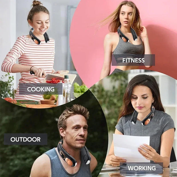 Portable Neck Fan,4000 mAh Cooling Airflow 5 Speeds Adjustable Bladeless Fan Hands Free Personal Wearable Rechargeable Battery - Luxe Ladies Moda