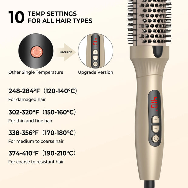 Thermal Brush One-Step Hot Air Brush&volumizer Hair Curler Straightener Hair Styling Brush Professional Curling Iron Heated GOLD