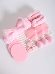 15Pcs Multi-Colored Fluffy Headband and Makeup Sponge Set-Sweet Style, Perfect Beauty Assistant - Luxe Ladies Moda