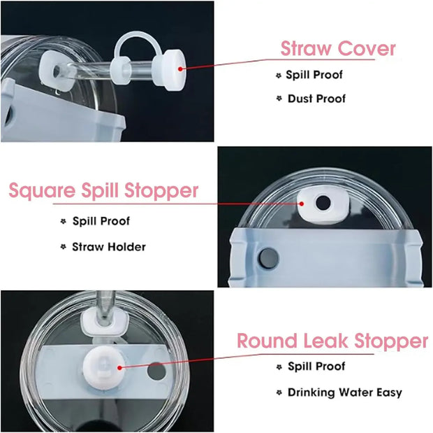 9PCS Cup Accessories Set Water Bottle Handle Strap Coin Purse Silicone Cup Boot Straw Cover for Stanley Cup 30oz & 40oz Tumbler - Luxe Ladies Moda