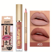 Matte Lipgloss&lip Liner Set 12 Colors Waterproof Luquid Lipstick High Pigmented Long Lasting Waterproof Lips Makeup - Luxe Ladies Moda