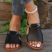 Women's Shoes Square Head Cross Flat Summer Sandals Simple Flip-flops Women Wear Slippers Beach Slippers - Luxe Ladies Moda