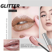 QIBEST shimmer lip gloss beauty girl diamond glitter lip tint waterproof long lasting 6 colors gray flash liquid lipstick makeup - Luxe Ladies Moda