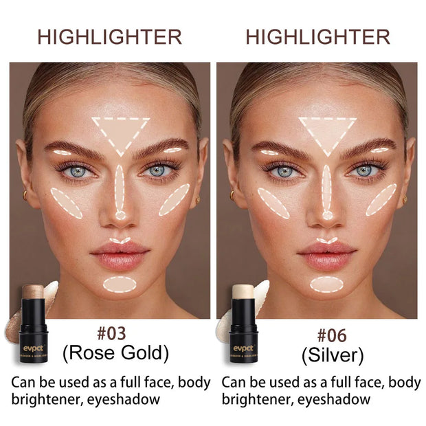 Highlighting&Bronzer Stick Face Brightening Blusher Rouge Concealer Pen Long Lasting Corrector Nose Shadow Contouring Cosmetics - Luxe Ladies Moda