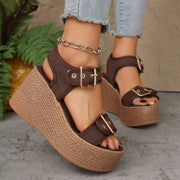 Women’s Super High Heel Peep Toe Muffin Sandals – Thick Sole Summer Platform Sandals - Luxe Ladies Moda