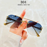Rimless Sunglasses Women Trendy Luxe Fashion Sunglasses Vintage Glasses - Luxe Ladies Moda