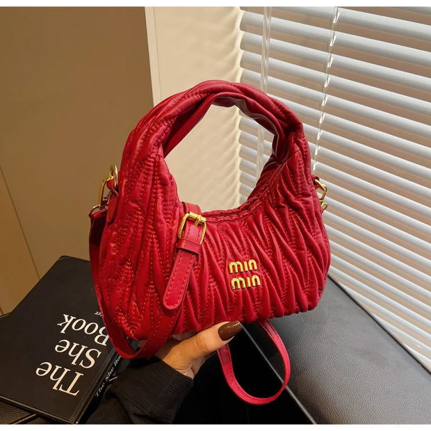 Chic Solid Color Crossbody Bag – Textured Leather Handbag with Adjustable Strap