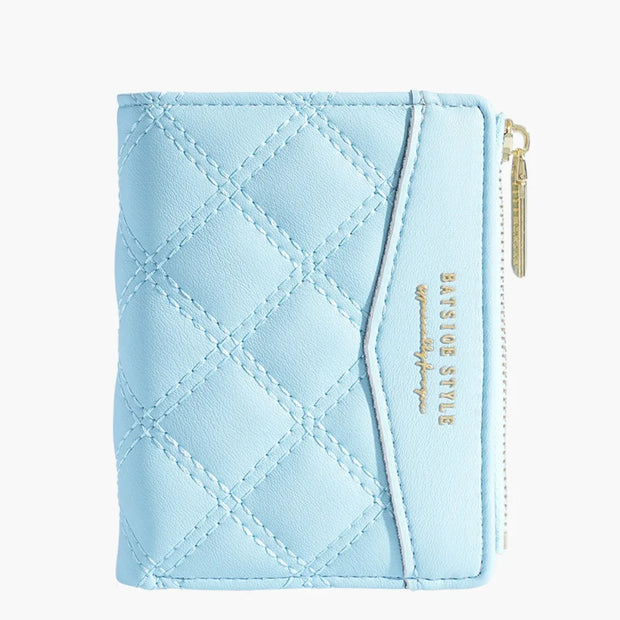 Embroidery Coin Purse Women Wallet Ladies PU Leather Solid Color Short Wallet Zipper Card Bag Card Holder Student Money Bag - Luxe Ladies Moda