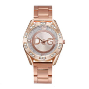 Women Watch Fashion with Diamonds Crystal Design Quartz Watches Leisure Rose Gold Stainless Steel Strap Clock - Luxe Ladies Moda