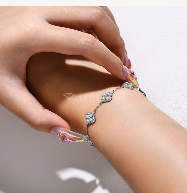 Full Moissanite Diamond Bracelet DVVS1 For Women 925 Sterling Silver Gold Plated Lucky Engagement Wedding  Jewelry Gift