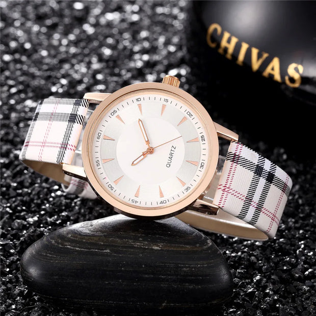 Fashion Casual Women's Quartz Watches Black White Dial Analog Ladies Wristwatch Leather Strap Simple Female Clock Gift for Women - Luxe Ladies Moda