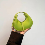 Textured Mini Half Moon Bag 2024 Chic Versatile Soft Leather Lipstick Handbags Girl's Cute Purse