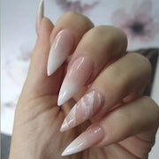24pcs Detachable Almond French False Nails DIY Glitter Design Press on Nails Fake Nials DIY Manicure Nail Tips - Luxe Ladies Moda